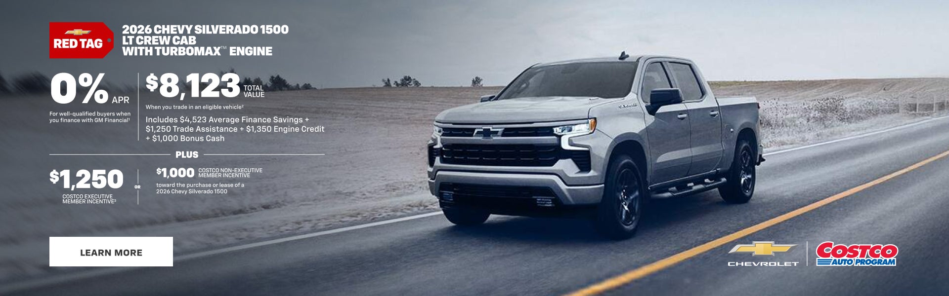 2026 Chevy Silverado 1500
LT Crew Cab with TurboMax Engine. 0% APR
For well-qualified buyers when...